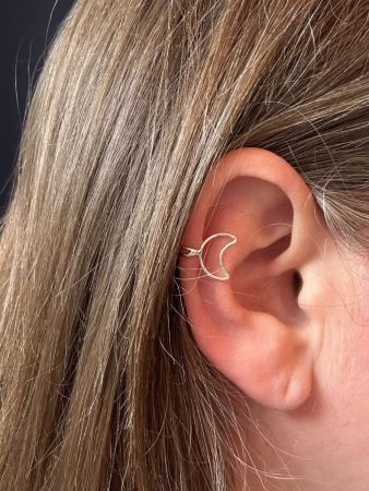 Moon Double-contact Ear Cuff